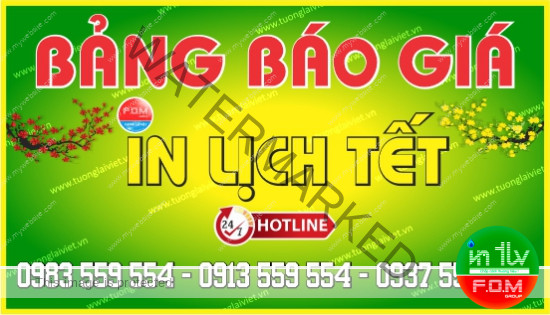 Bảng báo giá Lịch Tết theo mẫu 2026