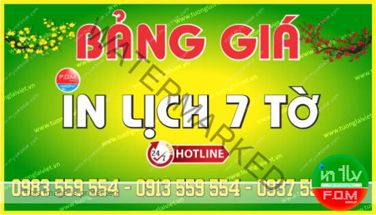 Bảng giá in Lịch 7 Tờ 2026