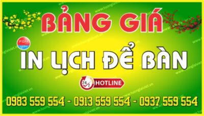 Bảng giá In Lịch Để Bàn 2026