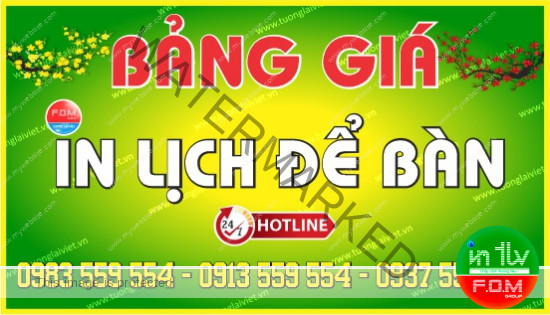 Bảng giá In Lịch Để Bàn 2026