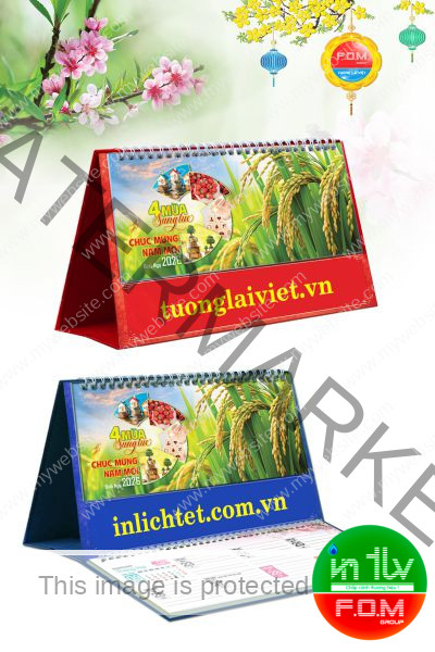 Lịch Để Bàn 15 Tờ Bốn Mùa Sung Túc
