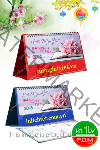 Lịch Để Bàn 15 Tờ Sách Và Hoa