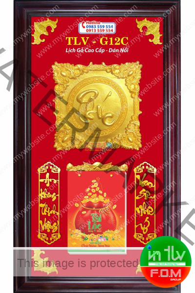 Lịch Gỗ Chữ Phúc Vuông