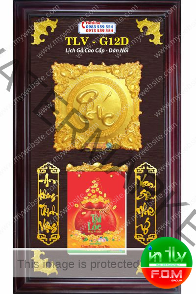 Lịch Gỗ Chữ Phúc Vuông