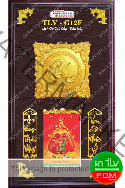 Lịch Gỗ Chữ Phúc Vuông
