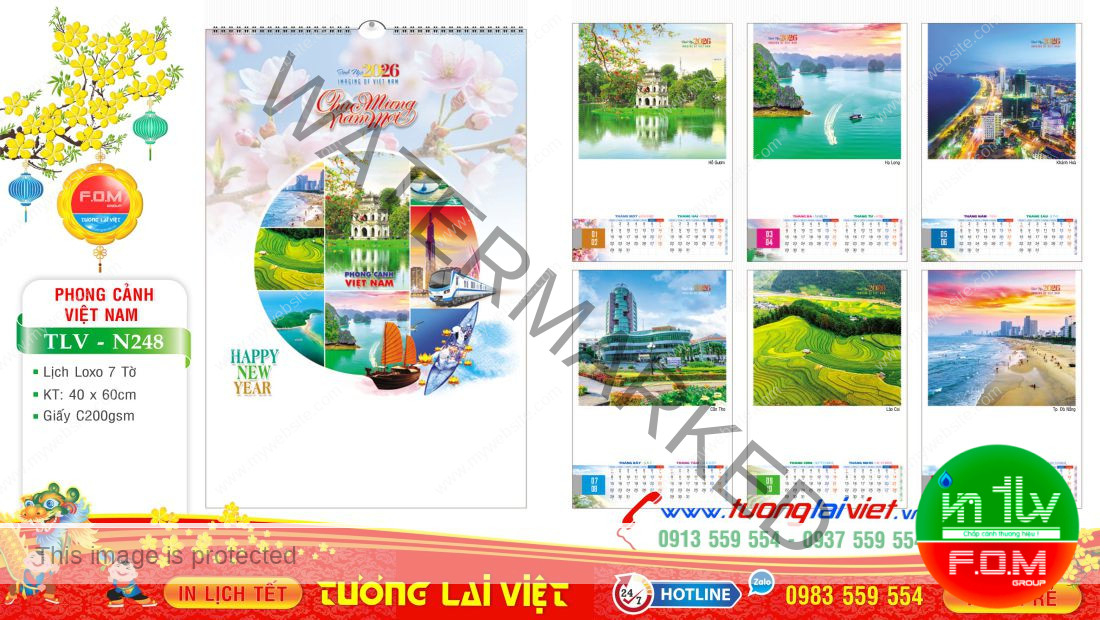 Lịch Lò Xo 7 Tờ Phong Cảnh Việt Nam
