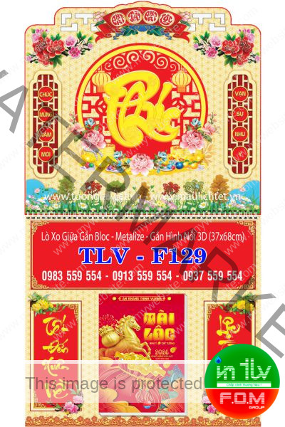 Lịch lò xo giữa dán nổi Khai Xuân Đại Cát