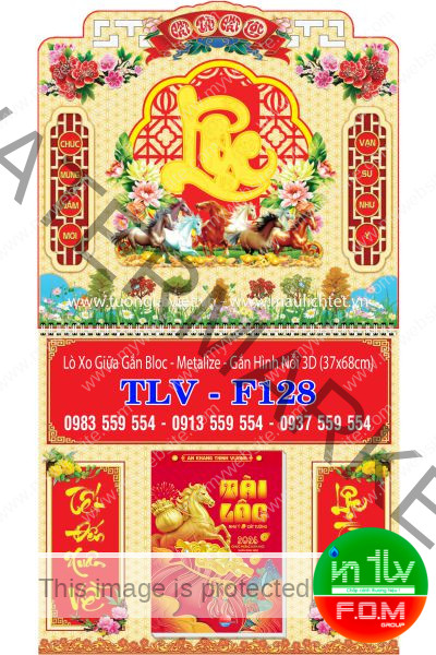 Lịch lò xo giữa dán nổi Lộc Xuân