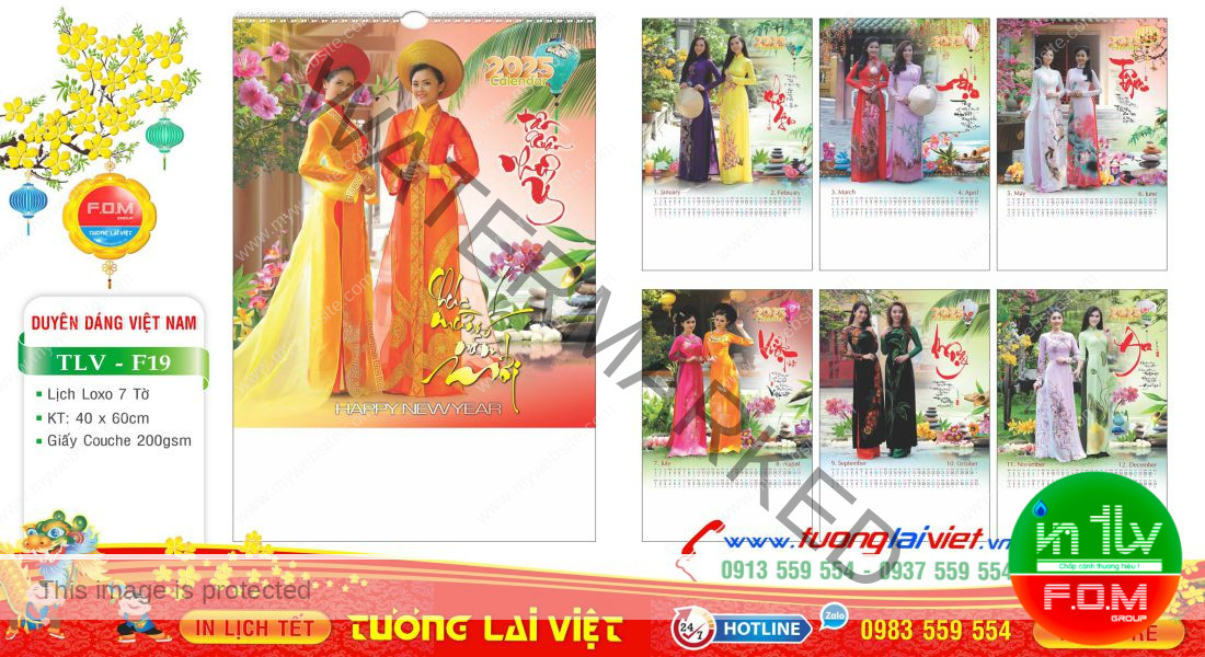 Mẫu Lịch Tờ Áo Dài