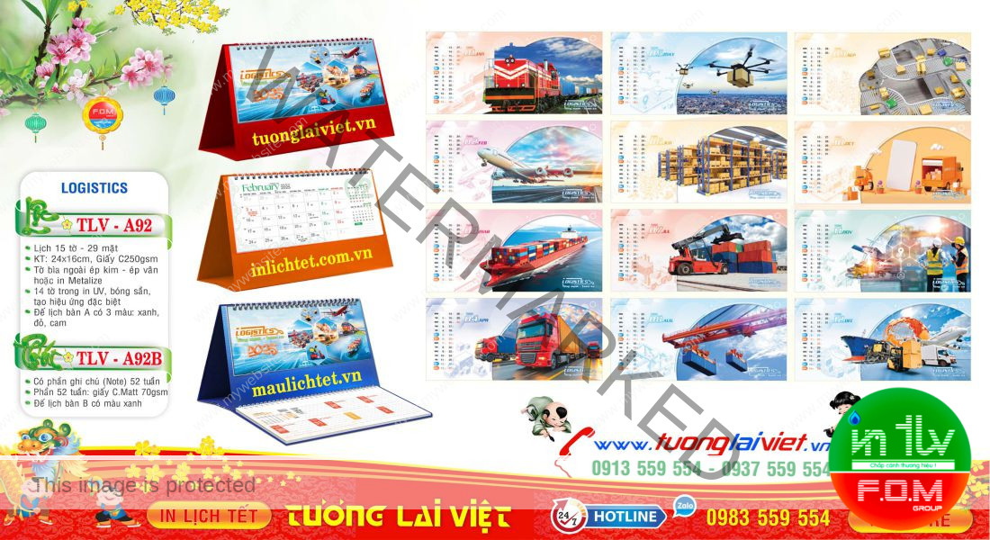 Mẫu Lịch Để Bàn logistics Vận Chuyển