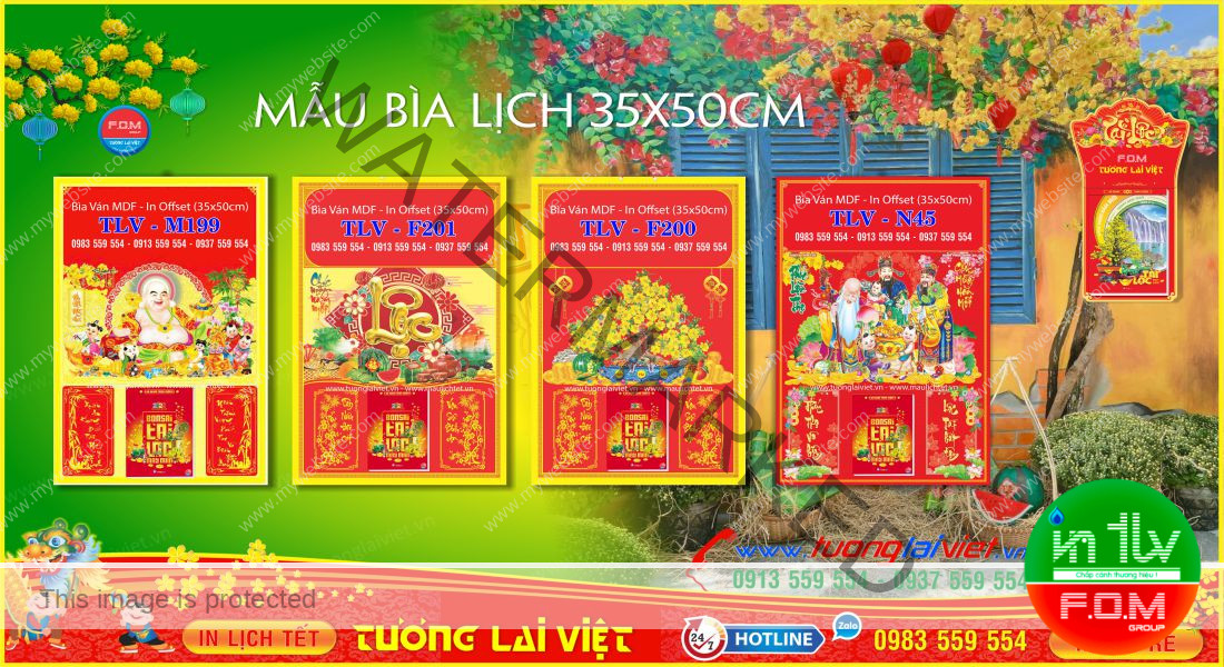 Mẫu Lịch Tết Bloc Trung