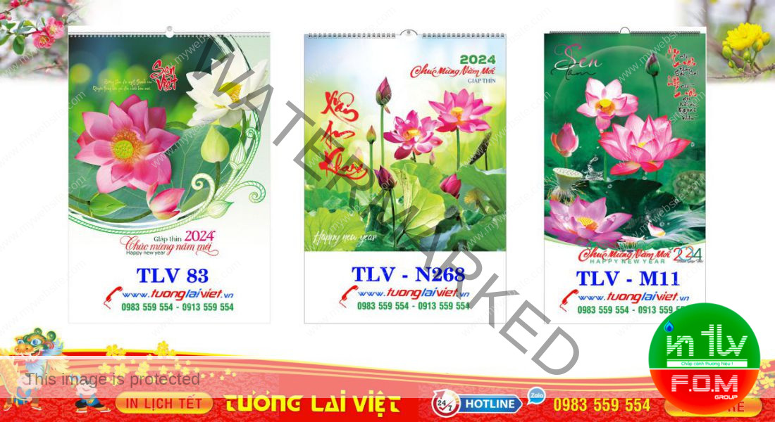 Mẫu Lịch Tết Hoa Sen