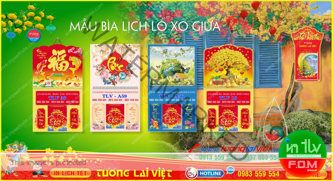 Mẫu Lịch Lò Xo Giữa gắn Bloc
